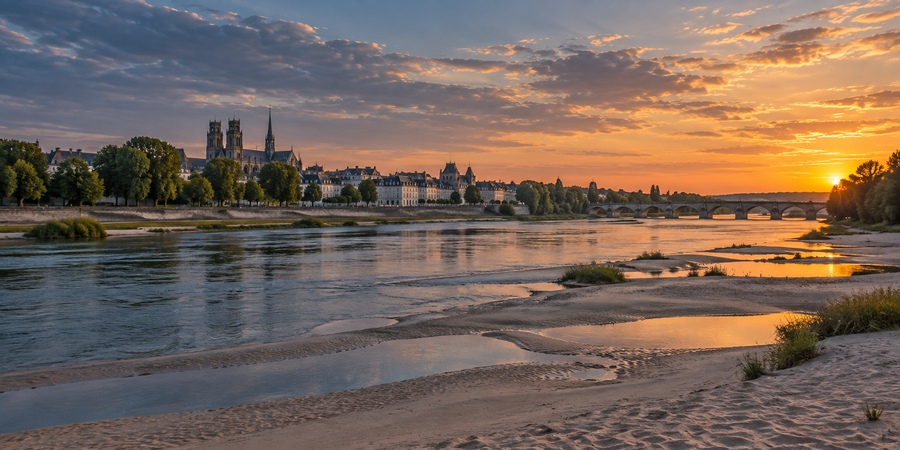 La Loire à Orléans au soir